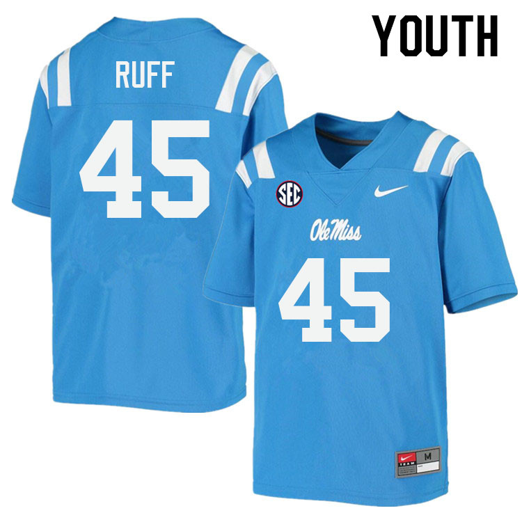 Youth #45 DJ Ruff Ole Miss Rebels College Football Jerseys Sale-Power Blue
